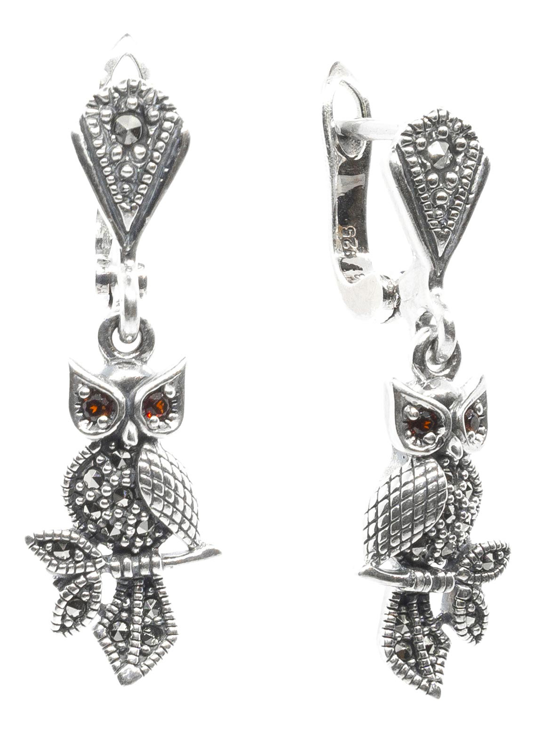 

Серьги из серебра с гранатом/марказитом Марказит HE1601-granat-mr, HE1601-granat-mr