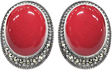 

Серьги из серебра с кораллом/марказитом Марказит HE212-korall-mr, HE212-korall-mr