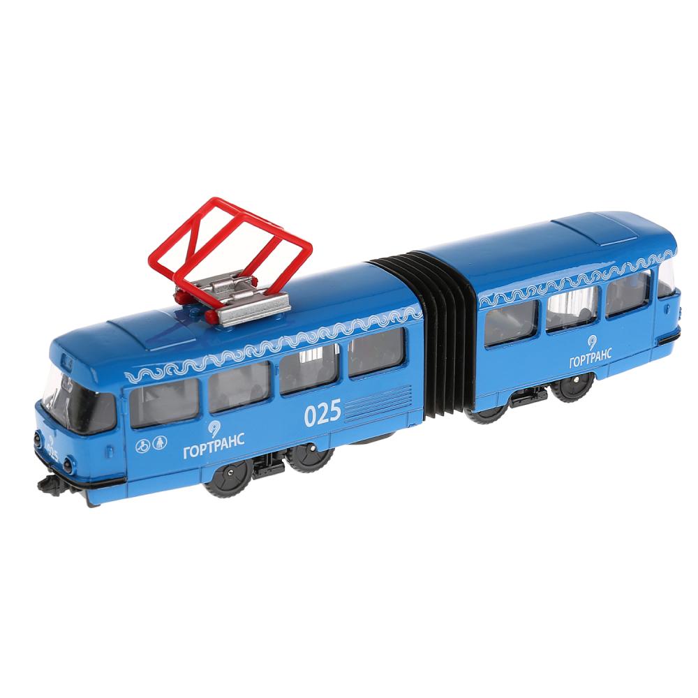 Трамвай Технопарк с гармошкой, металл, 19 см, инерц., открыв. двери SB-18-01-BL-WB(NO IC)