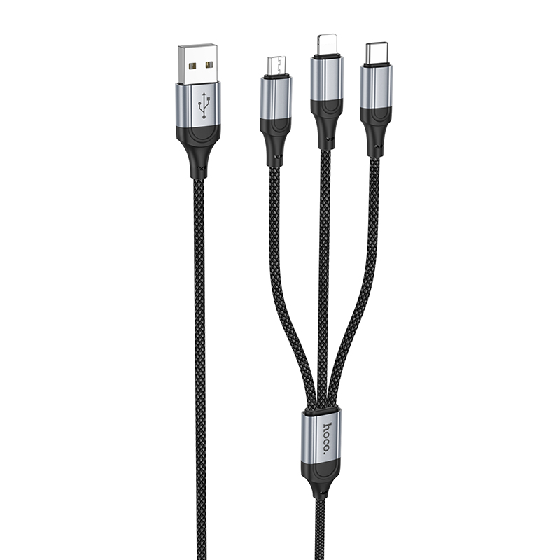 

Кабель, HOCO, X102, Lightning+Micro+Type-C, черный