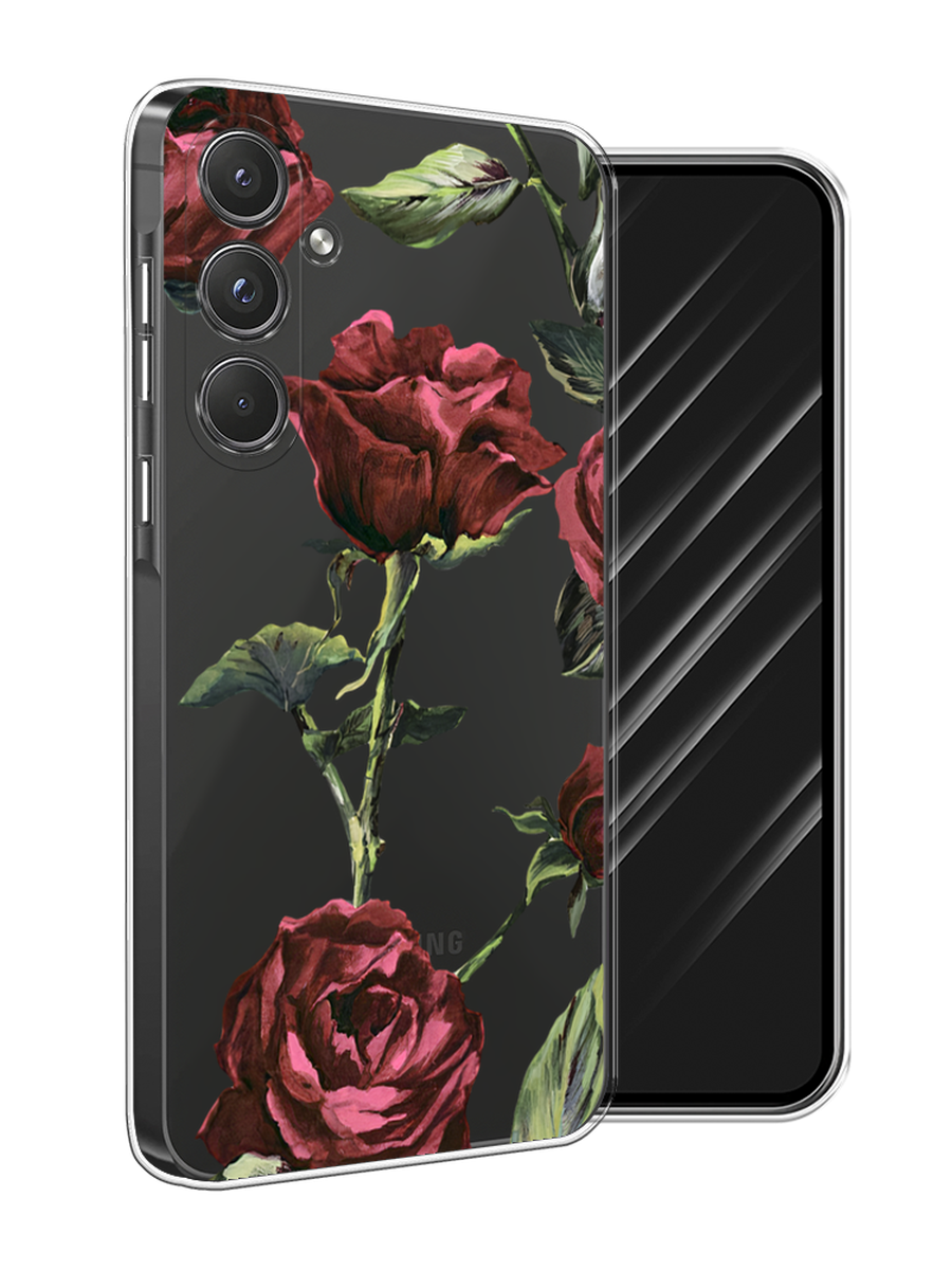 

Чехол Awog на Samsung Galaxy A55 5G "Бордовые розы фон", Бордовый, 2109450-1