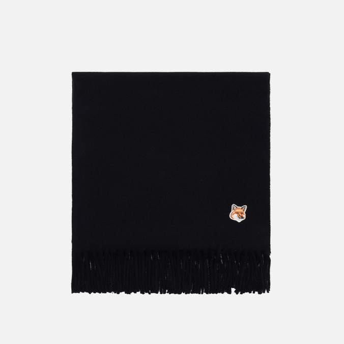 

Шарф мужской Maison Kitsune Fox Head Wool, чёрный, Fox Head Wool