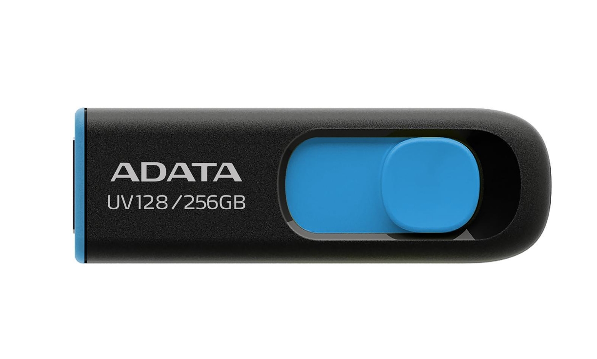 фото Флешка adata uv128 256гб black/blue (auv128-256g-rbe)