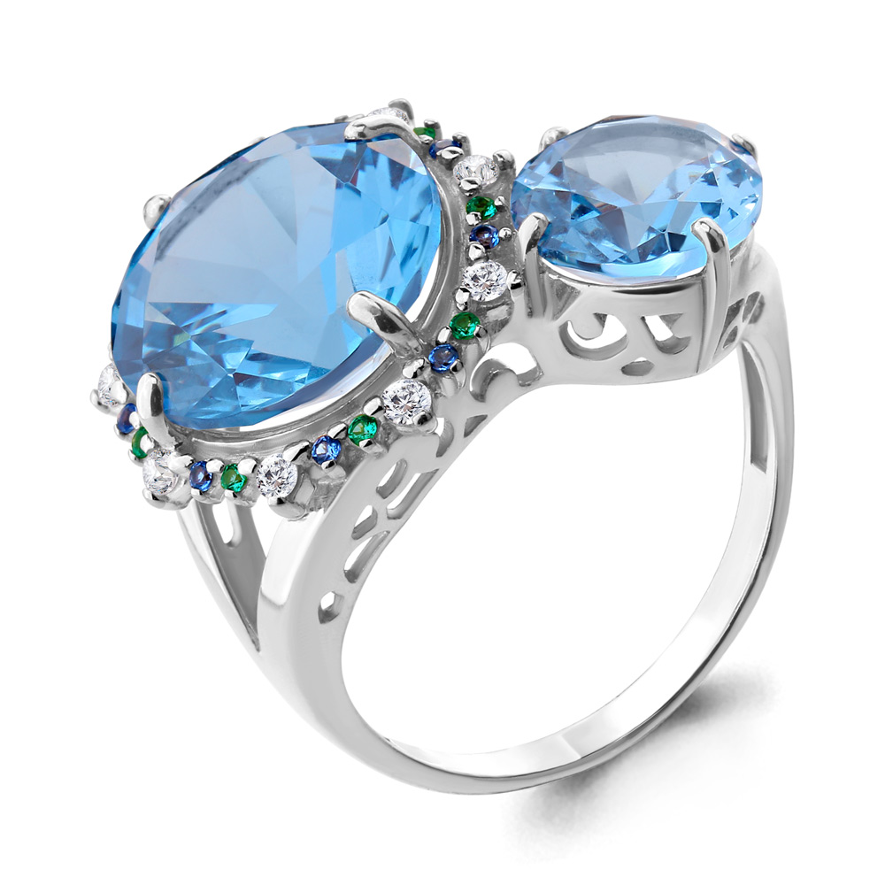 фото Кольцо из серебра с сапфиром р. 17 aquamarine 6903692бг_925_р