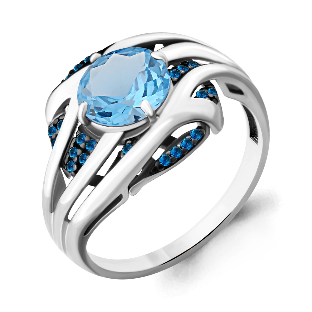 фото Кольцо из серебра с сапфиром р. 17 aquamarine 6903792б_925_р