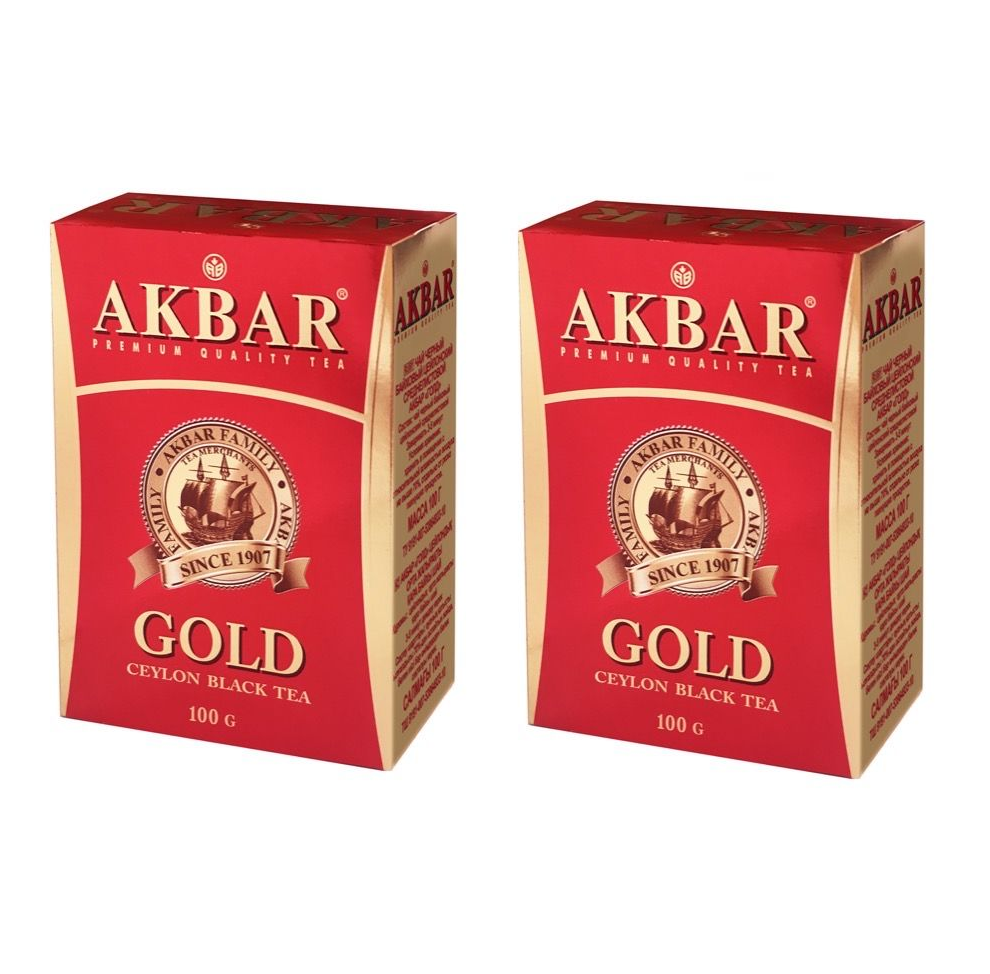 Чай черный Akbar Gold Tea FBOP, среднелистовой, 100 г х 2 шт