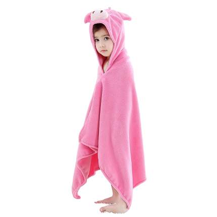Детское полотенце с капюшоном Baby Fox Поросенок, цвет розовый, 60х120 см