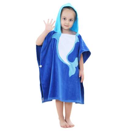 Детское полотенце-пончо Baby Fox Дельфин, цвет синий, 140х70 см