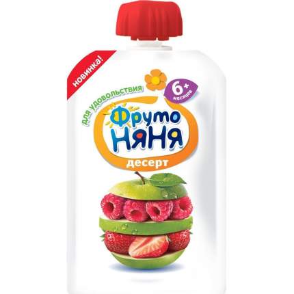 Пюре фруктовое ФрутоНяня Десерт из яблок, малины и клубники с 7 мес. 90 г, 1 шт.