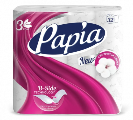 Туалетная бумага Papia Белая 32 рулона