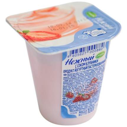 Йогуртный продукт Кампина нежный с соком клубники 1.2% 100 г