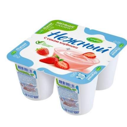 Йогуртный продукт Кампина нежный с соком клубники 1.2% 100 г