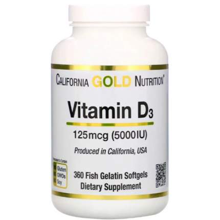 Витамин D3 California Gold Nutrition Vitamin D3 5000 IU 360 капсул