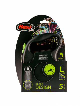 Поводок-рулетка Flexi Black Design tape L 5m 50 kg зеленый