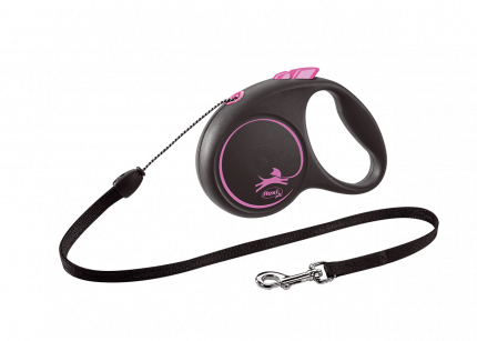 Поводок-рулетка Flexi Black Design cord S 5m 12 kg розовый