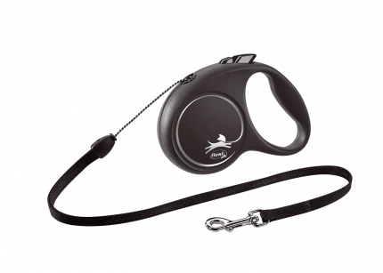 Поводок-рулетка Flexi Black Design cord S 5m 12 kg серебристый