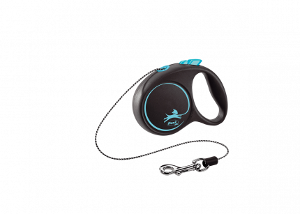 Поводок-рулетка Flexi Black Design cord XS 3m 8 kg синий