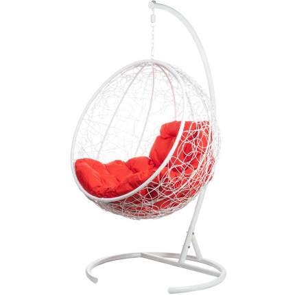 Подвесное кресло Bigarden Kokos белое со стойкой красная подушка