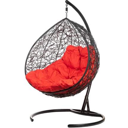 Подвесное кресло Bigarden Gimini черное со стойкой красная подушка