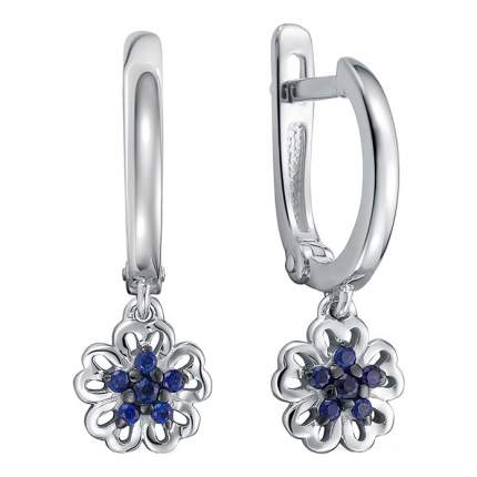 Бесподобные серьги из белого золота 585 пробы с подвесками в виде ромашек, украшенные сверкающими сапфирами, сделают  ...