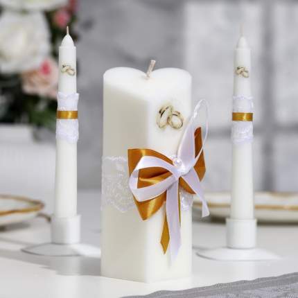 Тип: свеча без аромата, Цвет: белый; золотистый, Тип товара: свеча свадебная, Цвет производителя: белый, Материал:   ...