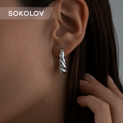 Серьги конго из серебра SOKOLOV 94024330