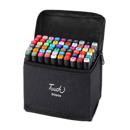 Набор художественных двухсторонних маркеров Touch в сумке 60 ов разноный
