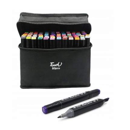 Набор художественных двухсторонних маркеров Touch в сумке 80 цветов