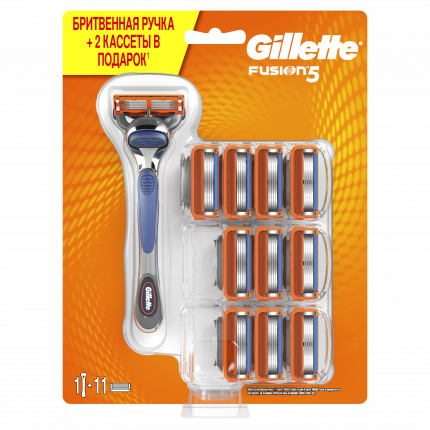 Мужская бритва Gillette Fusion с 11 сменными кассетами