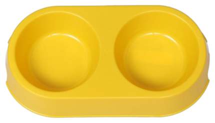 Миска пластиковая двойная, жёлтый перламутр, 29,5 х 16,5 х 5 см