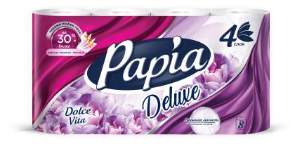 Туалетная бумага PAPIA DELUXE Арома Дольче Вита 4 слоя 8 рулонов