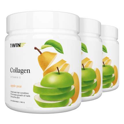 Набор 1WIN из 3-х банок Collagen + Vitamin C, Яблоко-Груша, 180 г.