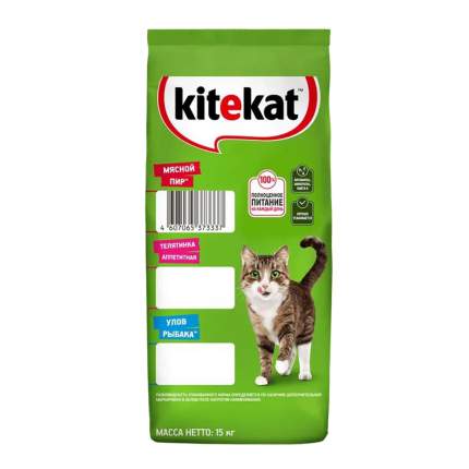 Сухой корм для кошек Kitekat Мясной Пир, 15кг