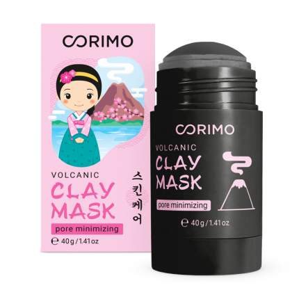 Маска для лица в стике Corimo черная глиняная с вулканическим пеплом и цинком 40 г