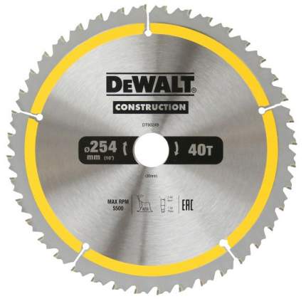 Пильный диск DEWALT DT90249, CONSTRUCTION 254/30, 40T ATB7