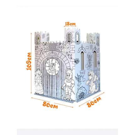 Картонный игровой развивающий домик раскраска VEROL Замок 108х80х80 см., с пазлом