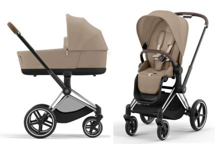 Коляска 2 в 1 Cybex Priam IV Cozy Beige на шасси chrome/brown