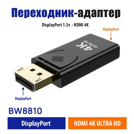 Адаптер DisplayPort 1.3v - HDMI /Belsis/4KUHD/ BW8810