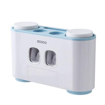 Подвесной органайзер-держатель ECOCO для зубных щеток и стаканов в ванную голубой