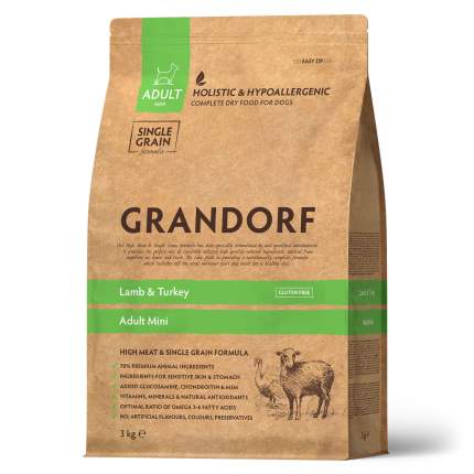 Сухой корм для собак Grandorf Adult Mini ягненок и индейка, 3кг