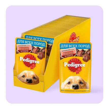 Корм влажный Pedigree для взрослых собак всех пород с говядиной и ягнёнком в соусе 28x85 г