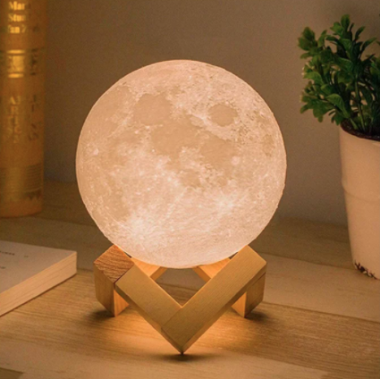 Настольный ночник светильник Луна 15 см с кнопками управления