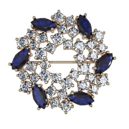 Брошь выполнена из серебра 925 пробы, покрытие золочение в два слоя, вставки 6 алпанит цв.сапфир, 36  ...