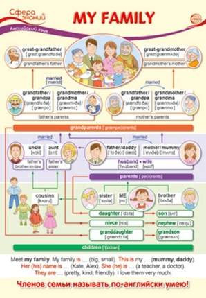 Плакат А3 "Английский язык в начальной школе. My Family" (моя   ...
