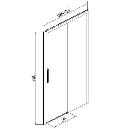 Душевая дверь Aquanet Pleasure AE60-N-130H200U-BT 130, прозрачное стекло