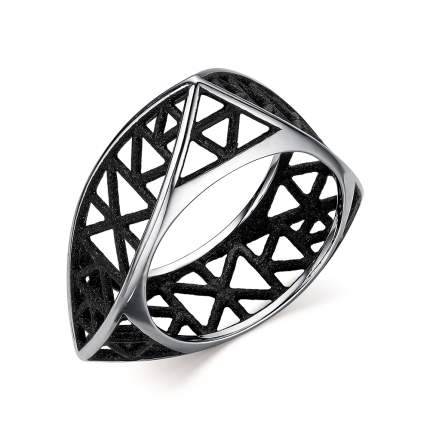 Кольцо из серебра 925 пробы с "бархатной" эмалью глубокого черного цвета из дизайнерской коллекции "PARAMETRICA" Плавные  ...