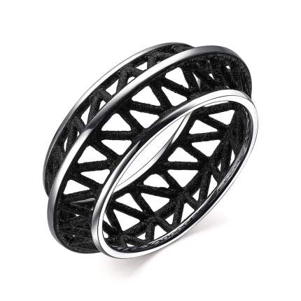 Кольцо из серебра 925 пробы с "бархатной" эмалью глубокого черного цвета из дизайнерской коллекции "PARAMETRICA" Плавные  ...