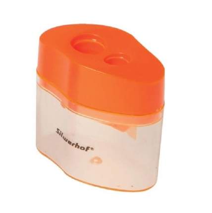 Точилка пластиковая Silwerhof с 2-мя отверстиями и контейнером цвет оранжевый