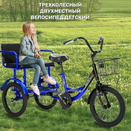 Детский трехколесный велосипед РВЗ Космос синий, 16