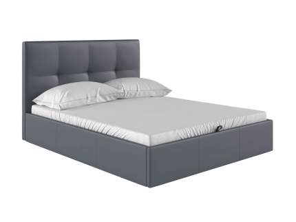 Двуспальная кровать Верда 160х200 см, Серый, экокожа